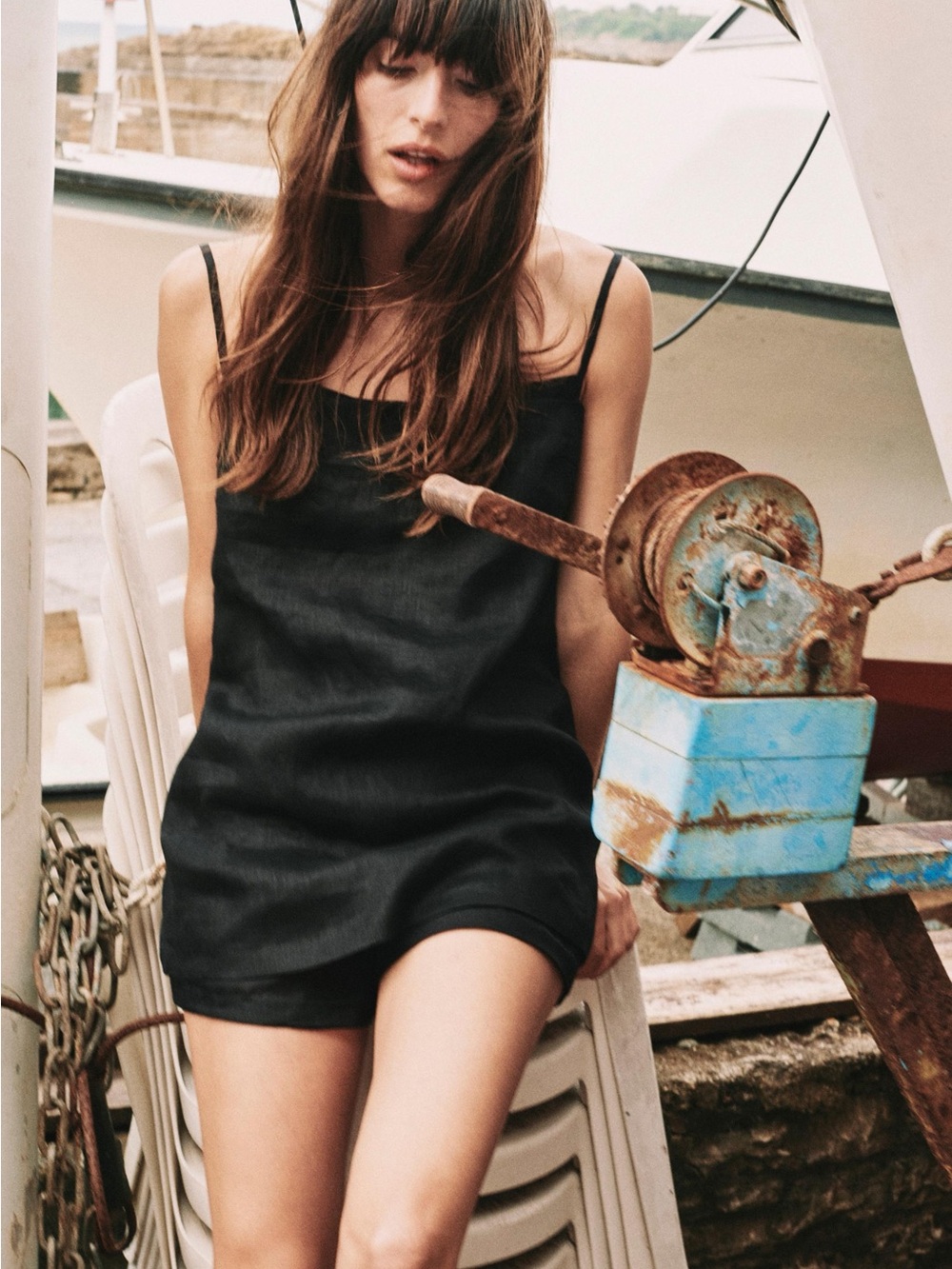 Zara Short Linen Tank Jumpsuit